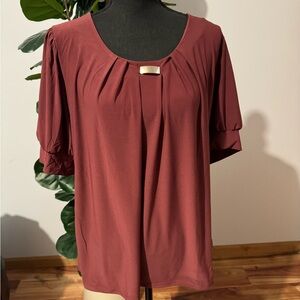 NY Collection Women's Burgundy Blouse